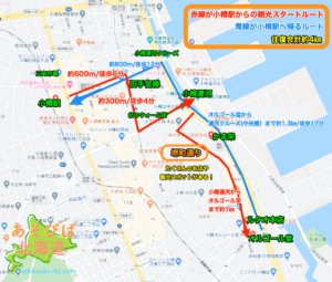 小樽中心部観光ルートマップ