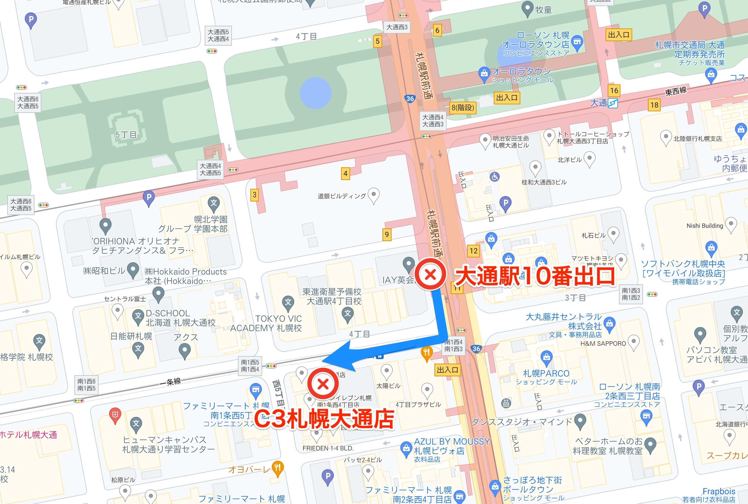 c3札幌大通店アクセスMAP