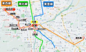 地下鉄宮の沢駅路線図
